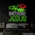 thumbnail image 1 of Glowneon Happy Birthday Jesus Neon Sign, Happy Birthday Led Sign, Santa Hat LED Light, 1 of 5