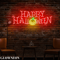 Glowneon Happy Halloween Neon Sign, Halloween Pumpkin Spooky Led Sign