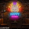 thumbnail image 1 of Glowneon Happy Halloween Skull Led Wall Art, Skull Halloween Led Sign, 1 of 5