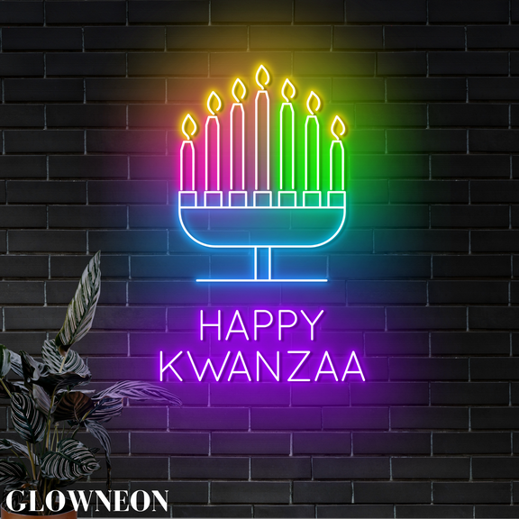 Glowneon Happy Kwanzaa Neon Led Light, Kwanzaa Holiday Led Wall Decor