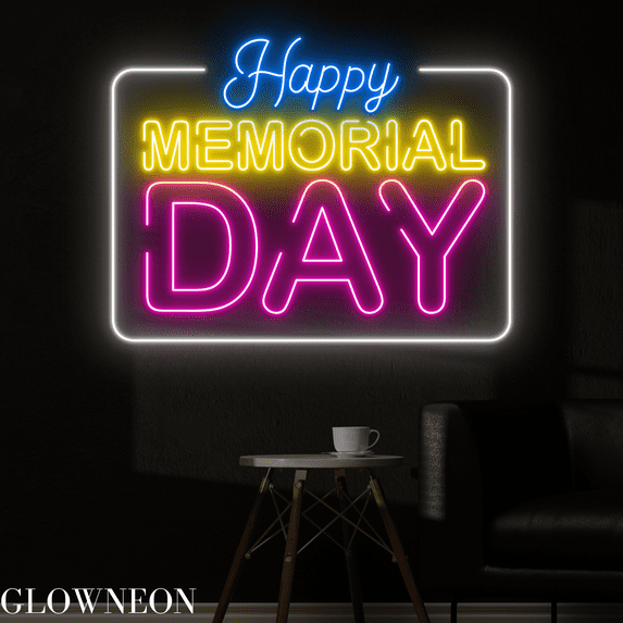 Glowneon Happy Memorial Day Neon Sign, Memorial Day Wall Led Decor
