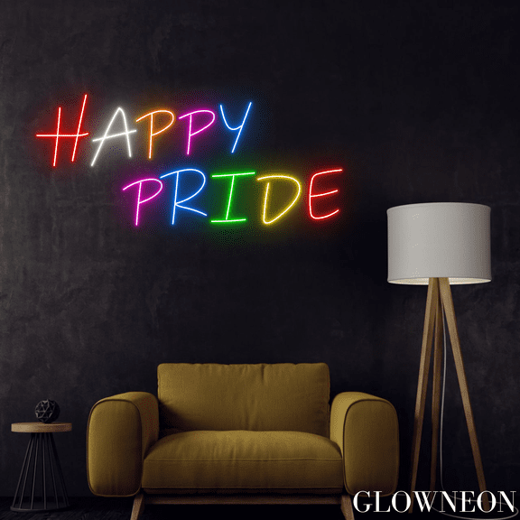 Glowneon Happy Pride Neon Sign, LGBT Led Sign, LGBT Wedding Decor