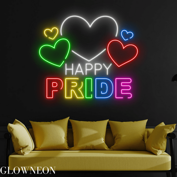 Glowneon Happy Pride Neon Sign, Pride Day Led Sign, LGBT Room Decor