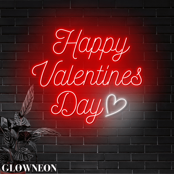 Glowneon Happy Valentine's Day Wall Art Led Sign, Valentine Neon Sign