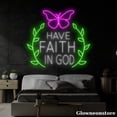 thumbnail image 1 of Glowneon Have Faith In God Neon Sign, Wreath Butterfly LED Sign, Faith Neon Light, Christian Gift, 1 of 5
