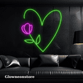 thumbnail image 1 of Glowneon Heart Flower Line Neon Sign, Heart Flower Wall Decor Sign, 1 of 4
