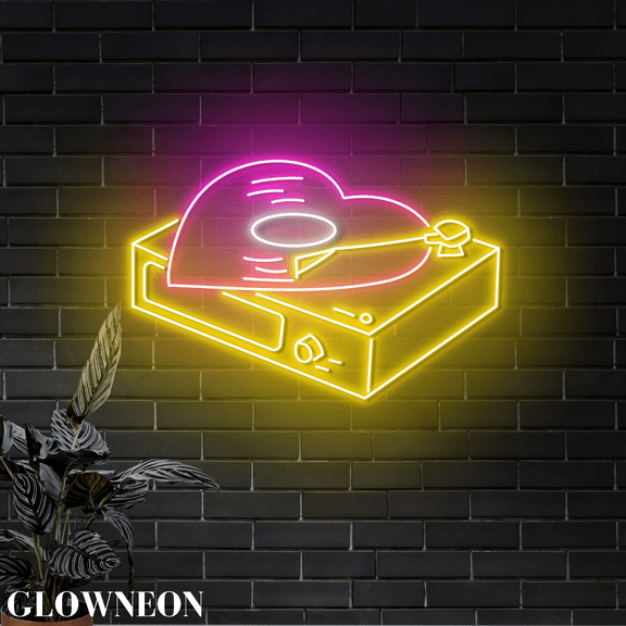 Glowneon Heart Vinyl Record Wall Led Light, Record Music Bar Wall Art