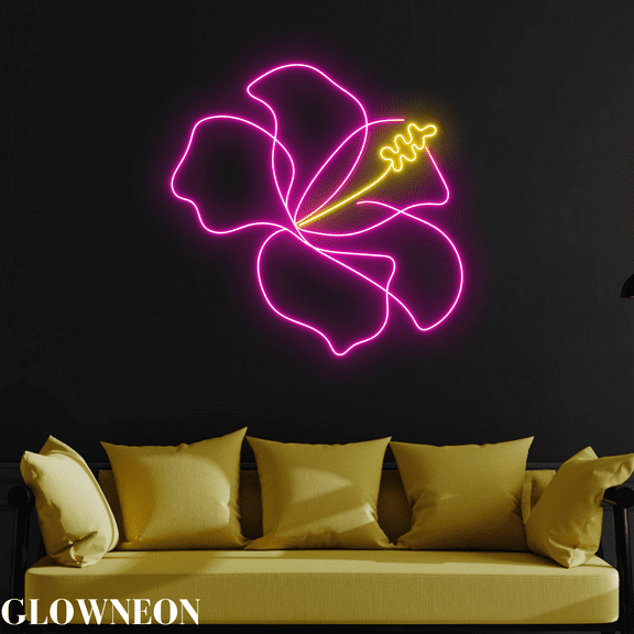 Glowneon Hibiscus Neon Sign, Hibiscus Led Sign, Perfect Gift For Mom