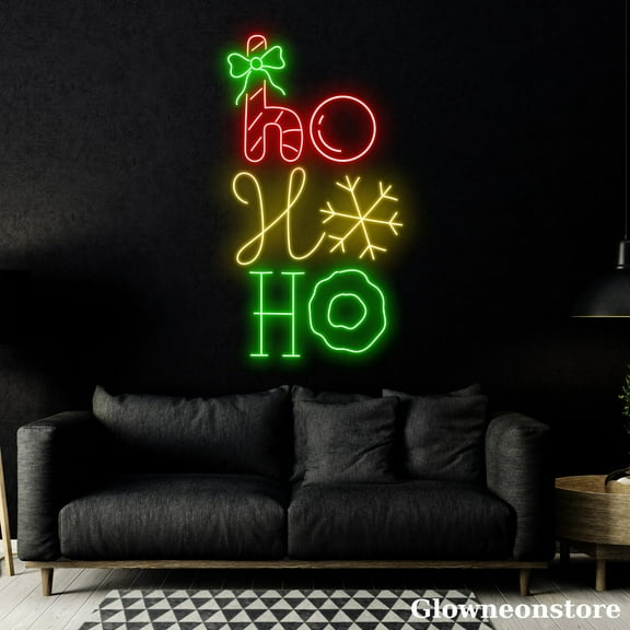 Glowneon Hohoho Neon Sign, Hohoho Led Sign, Hohoho Christmas Sign, Hohoho Wall Art, Hohoho Line Art