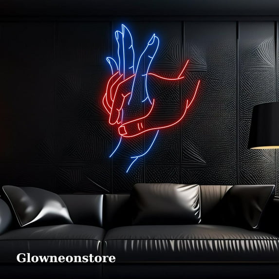 Glowneon Hold Hand Neon Sign, Hold Hand Couple Led Light, Couple Hand Led Sign, Handmade Couple