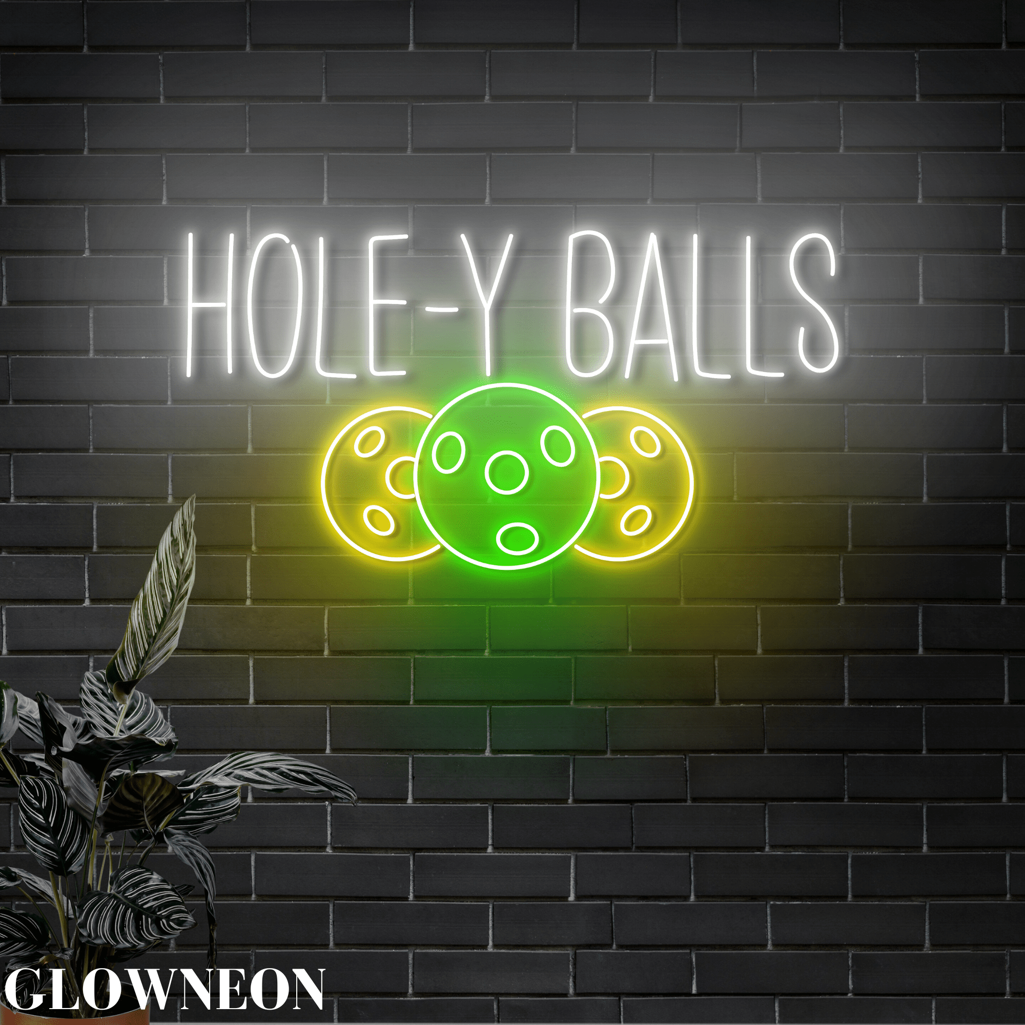 Glowneon Hole-y balls Neon Sign, Hole-y balls Pickleball Led Wall Art