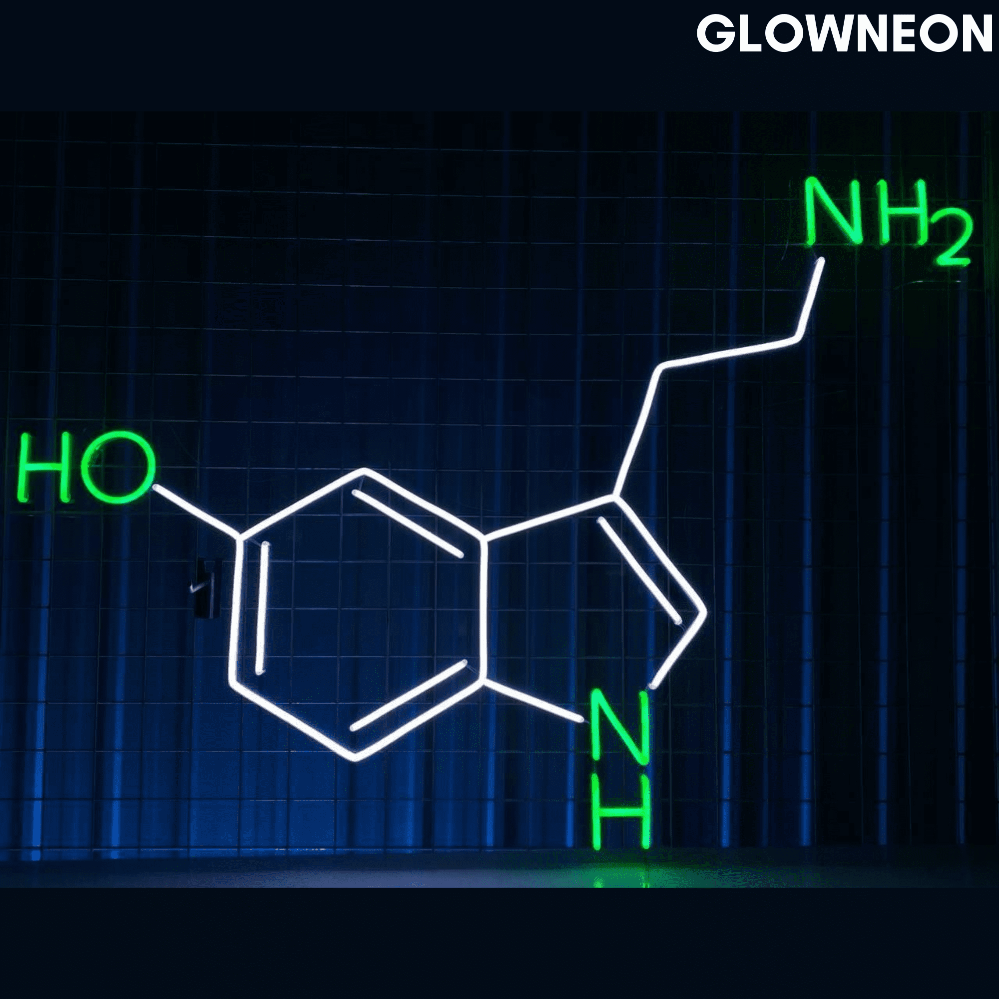 Glowneon Hormone Serotonin Neon Sign, Serotonin Molecule Lab Led Sign ...