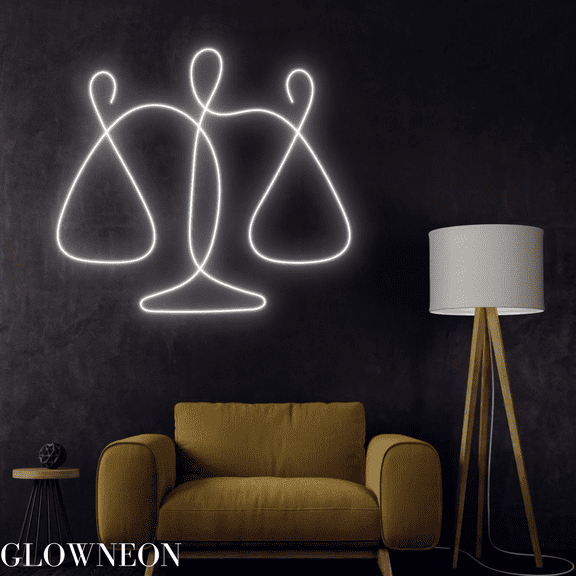 Glowneon Horoscope Libra Neon Sign, Libra Zodiac Line Art Led Light