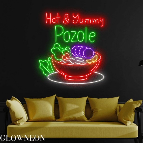 Glowneon Hot & Yummy Pozole Neon Sign, Pozole Led Sign, Mexican Light