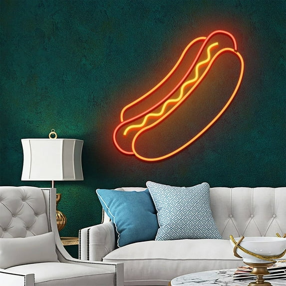Glowneon Hotdog Neon Sign, Fastfood Hotdog Store Wall Decor Signboard