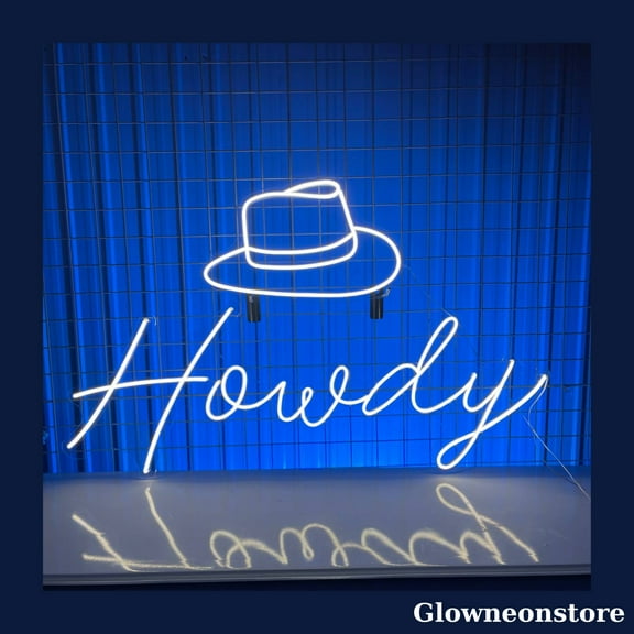 Glowneon Howdy Neon Sign, Cowboy Hat Led Sign, Bar Neon Sign, Howdy Hat Sign, Cowboy Led Signs