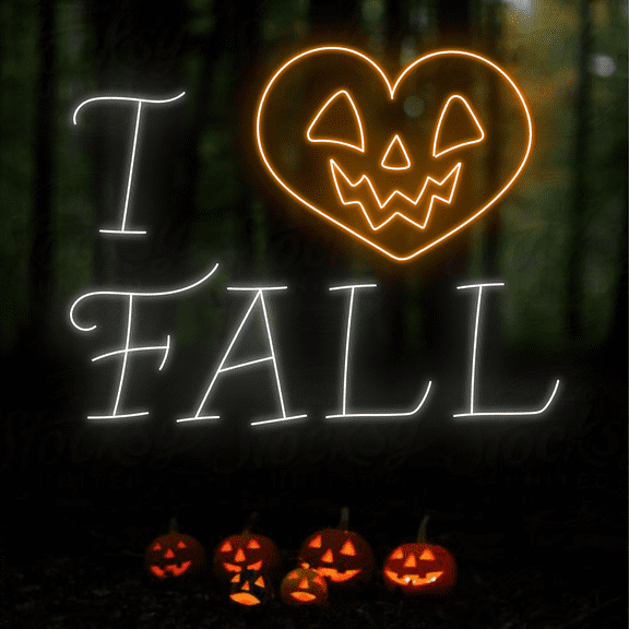 I Love Fall Neon Sign, Autumn Holiday Halloween Wall Decor