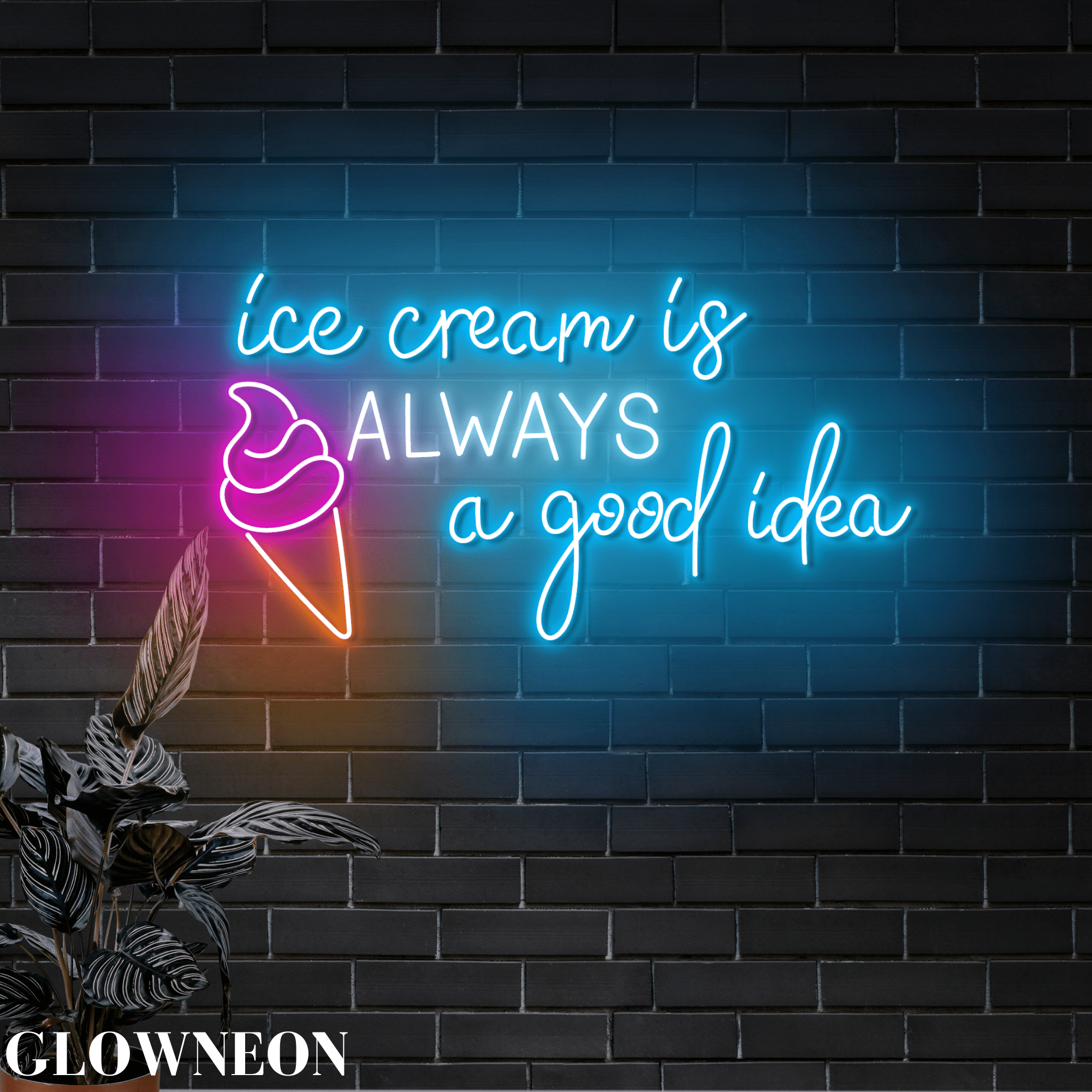 Glowneon Ice Cream Is Always A Good Idea Led ?Sign, Ice Cream Bar Art