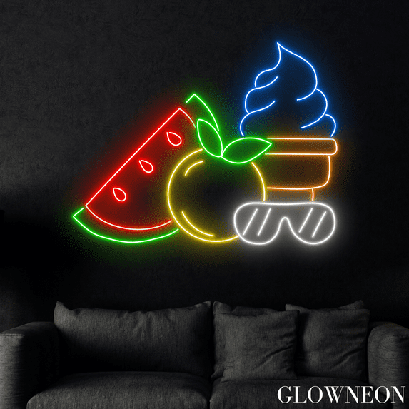 Glowneon Ice Cream Neon Sign, Fruit Shop Led Sign, Ice Cream Decor