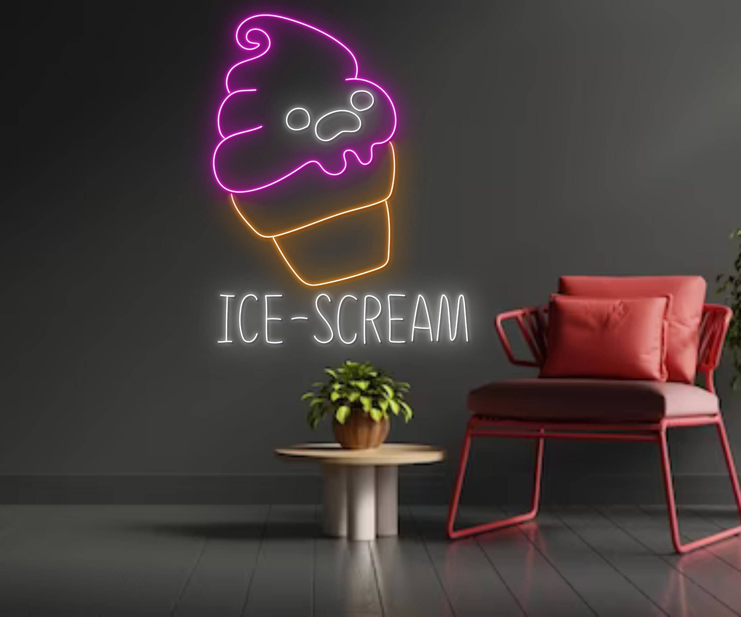 Glowneon Ice Scream Neon Sign, Ice Cream Parlor Sign Decor - Walmart.com