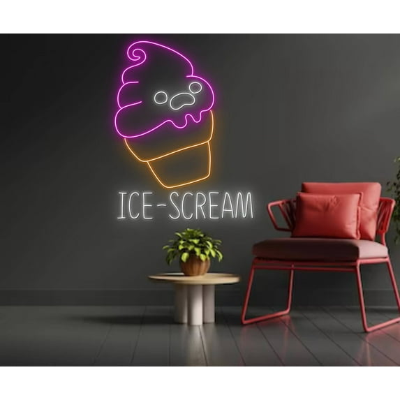 Glowneon Ice Scream Neon Sign, Ice Cream Parlor Sign Decor