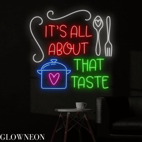 Glowneon It's All About That Taste Neon Sign, Restaurant Led Sign