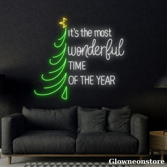 Glowneon It's The Most Wonderful Time Of The Year Neon Sign,Christmas Quotes Led Sign