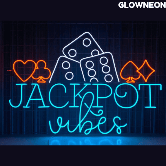 Glowneon Jackpot Vibes Neon Sign, Jackpot Casino Lounge Wall Led Sign