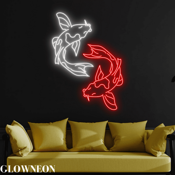 Glowneon Japanese Koi Fish Neon Sign, Japanese Koi Fish Shop Led Deco