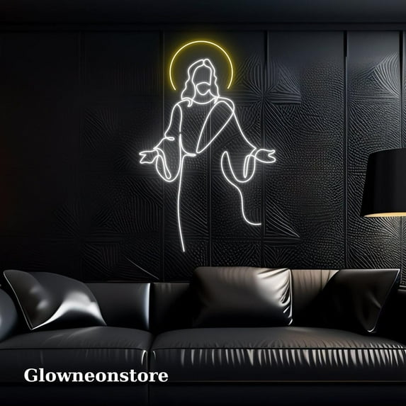Glowneon Jesus Christ Neon Sign, Jesus Christ Led Sign, Jesus Christ Led Light