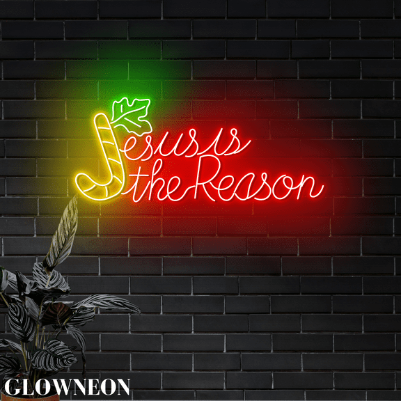 Glowneon Jesus Is The Reason Neon Led Sign, Christmas Holy Night Sign