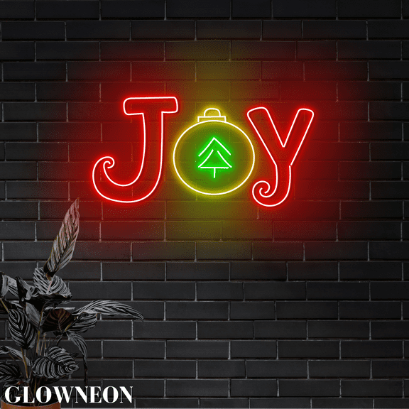 Glowneon Joy Christmas Neon Sign, Merry Christmas Led Sign, Xmas Sign