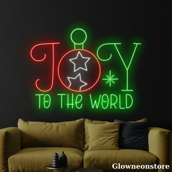 Glowneon Joy To The World Neon Sign, Joy To The World Led Sign, Christmas Ornament Sign