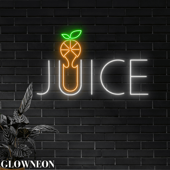 Glowneon Juice Wall Art, Juice Shop Neon Sign, Fruit Juice Wall Decor