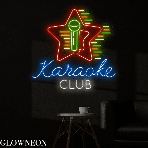 Glowneon Karaoke Club Neon Sign, Karaoke Led Sign, Music Studio Decor