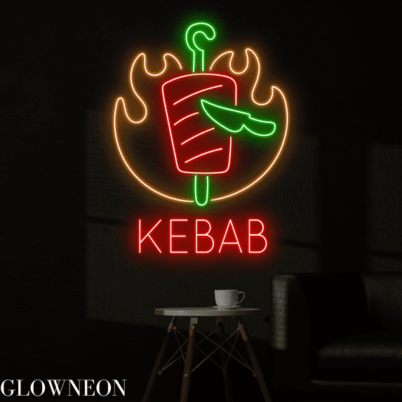 Glowneon Kebab Neon Sign, Kebab Led Sign, Kebab Store Wall Decor