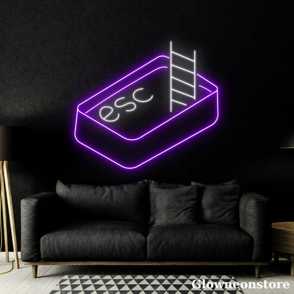 Glowneon Keyboard Neon Sign, ESC Keyboard Neon Led, Keyboard Swimming Pool Sign, Christmas Décor