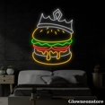 thumbnail image 1 of Glowneon King Burgers Neon Sign, Crown Hamburger LED Sign, Restaurant Fast Food Décor, 1 of 5