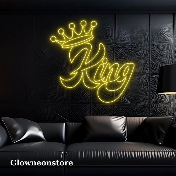 Glowneon King Crown Neon Sign, King Crown Led Sign, Handmade Crown Led Light, King Crown Neon Led