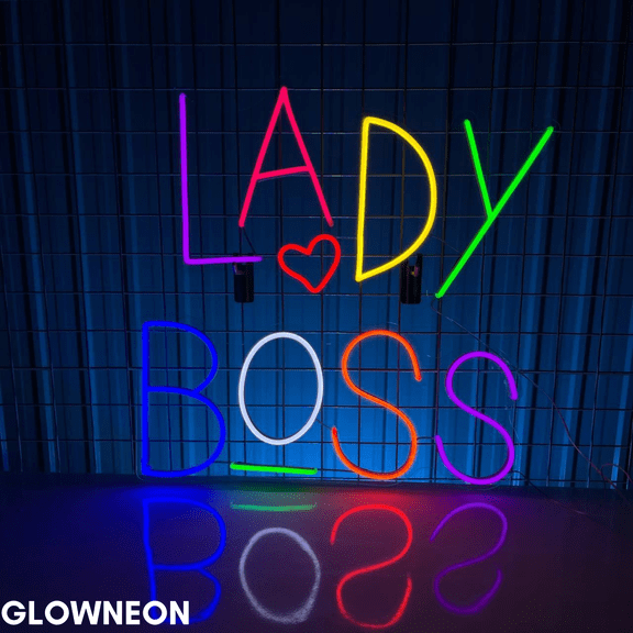 Glowneon Lady Boss Neon Sign, Bar Pub Led Sign, Party Event Wall Sign