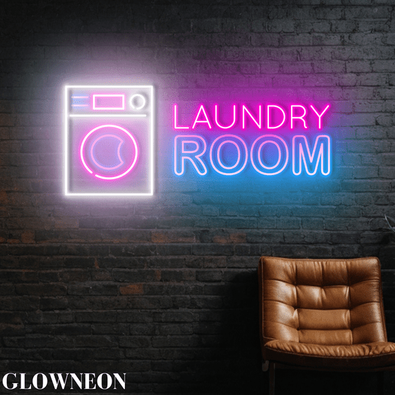 Glowneon Laundry Room Night Light, Laundry Service Store Wall Led Art