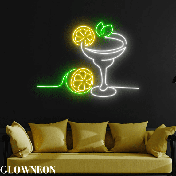 Glowneon Lemonade Wall Led Art, Lemon Neon Sign For Juice Shop Decor