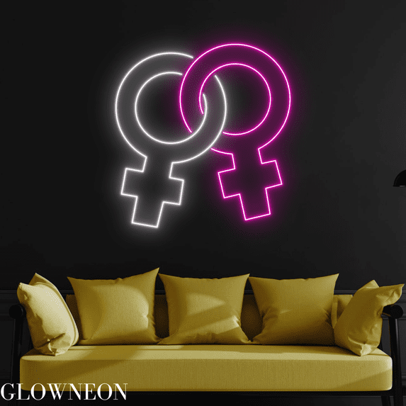 Glowneon Lesbian Symbol Neon Sign, Pride Symbol Led Sign, Female Sign