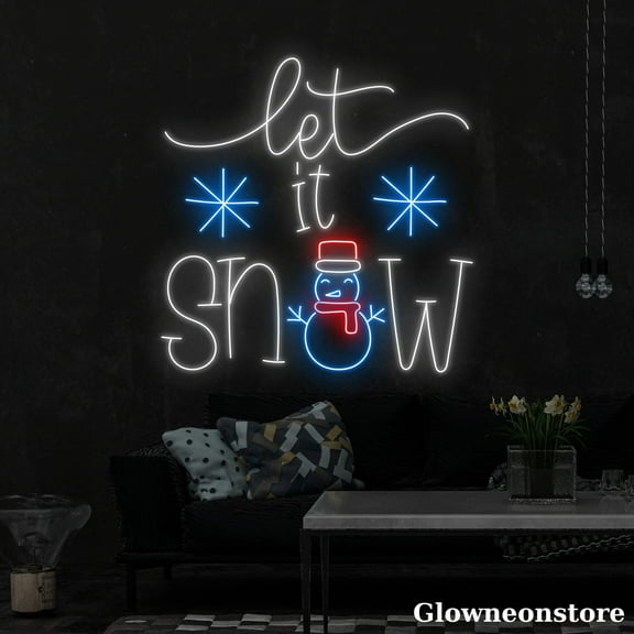 Glowneon Let It Snow Neon Sign, Let It Snow Led Sign, Custom Snowman Neon Light