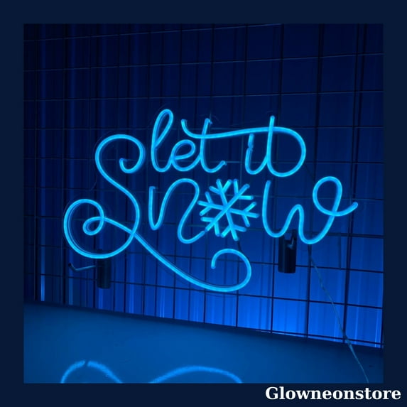 Glowneon Let It Snow Neon Sign, Let It Snow Led Sign, Snowflake Neon Light, Christmas Decor
