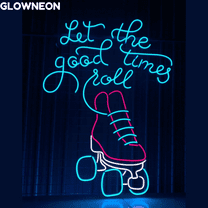 Glowneon Let The Good Times Roll Neon Sign, Roller Skates Led Light