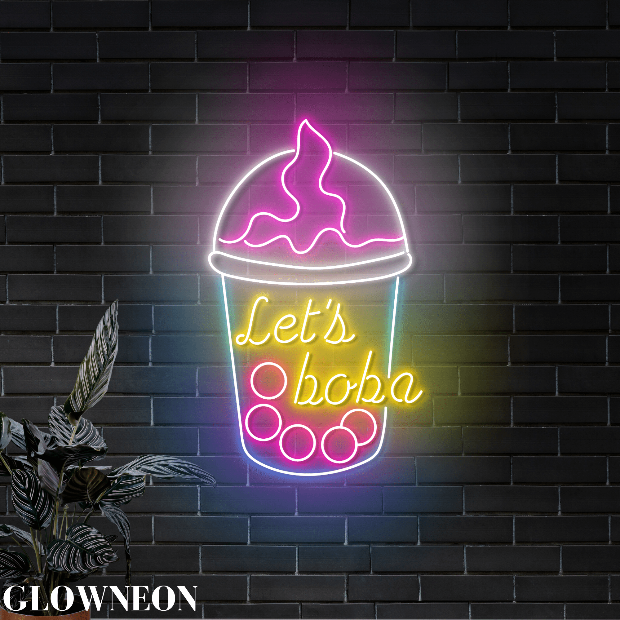 Glowneon Let's Boba Led Sign, Boba Tea Shop Wall Decor, Milk Tea Sign ...