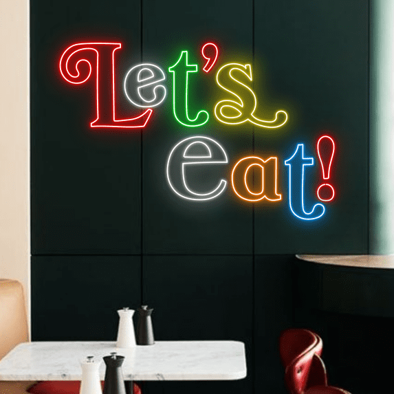 Glowneon Let's Eat Neon Sign, Long-lasting Lights Decor, Shop Decor