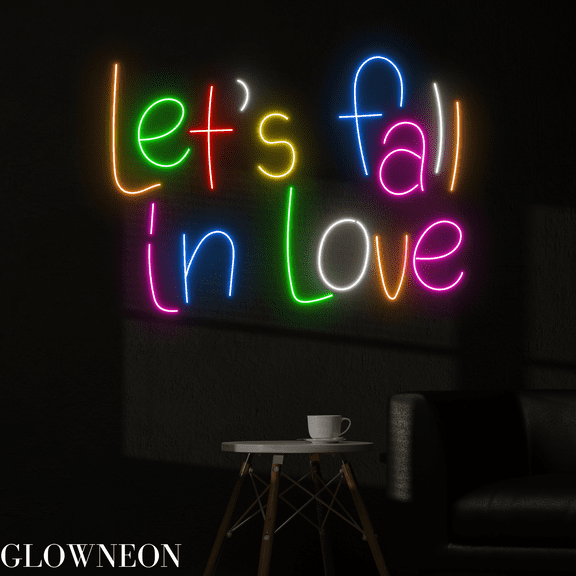 Glowneon Let's Fall In Love Neon Sign, Wedding Led Sign, Party Decor