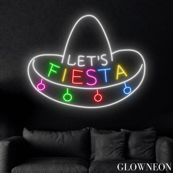 Glowneon Let's Fiesta Led Sign, Mexican Fiesta Restaurant Neon Decor
